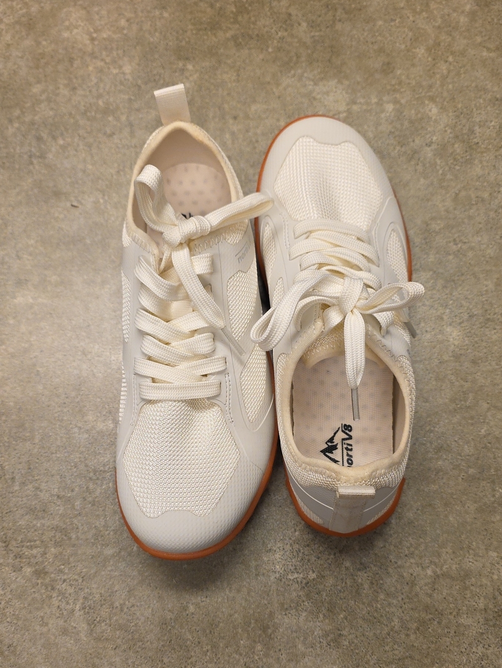 Women's Cream Athletic Sneakers with Gum Sole, Size 6.5